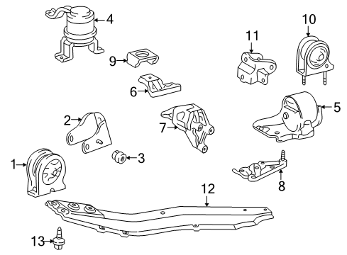 1999 Toyota RAV4 Engine & Trans Mounting Member Sub-Assy, Engine Mounting, Center Diagram for 51204-42013