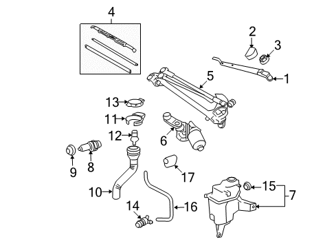 2007 Toyota RAV4 Windshield - Wiper & Washer Components Front Blade Diagram for 85212-0R040