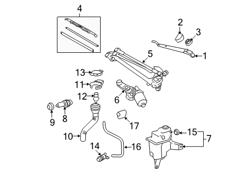 2007 Toyota RAV4 Windshield - Wiper & Washer Components Washer Reservoir Diagram for 85315-42240