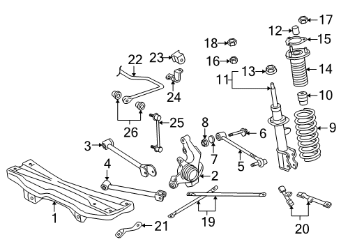 2004 Toyota MR2 Spyder Rear Suspension Components, Lower Control Arm, Upper Control Arm, Stabilizer Bar Rear Lower Control Arm Diagram for 48730-17060
