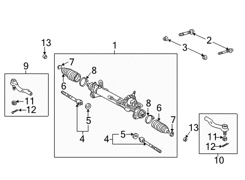 2002 Toyota Highlander Steering Column & Wheel, Steering Gear & Linkage Outer Tie Rod Diagram for 45470-29185