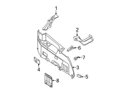 2008 Nissan Quest Interior Trim - Side Panel Garnish-Rear Pillar, RH Diagram for 84926-ZM70B