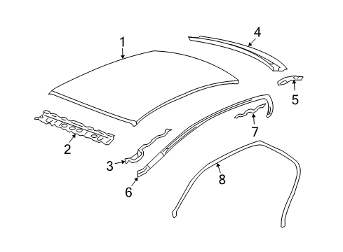2010 Cadillac STS Roof & Components Roof Rail Diagram for 19151270