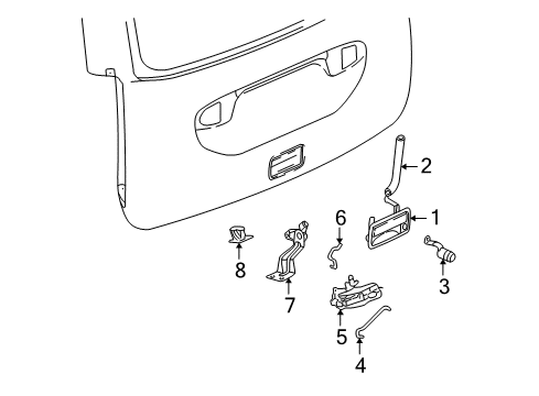 2007 Saturn Vue Lift Gate Handle Asm, Lift Gate Outside *Black Diagram for 15789156