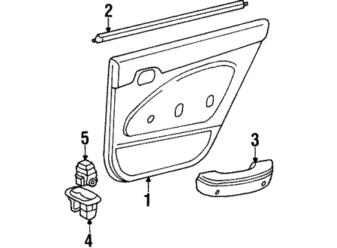 2001 Chevrolet Prizm Interior Trim - Rear Door Sealing Strip, Rear Side Door Window Inner Diagram for 16676162