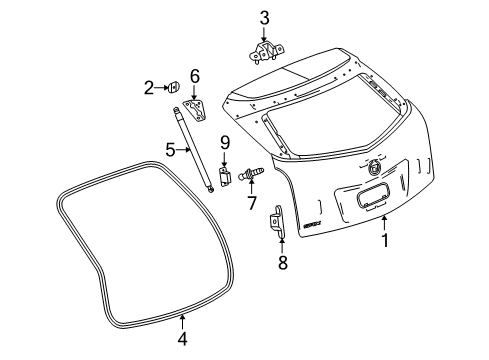 2010 Cadillac SRX Lift Gate Weatherstrip Diagram for 20909102