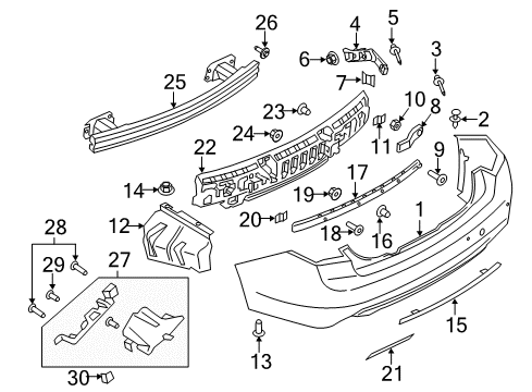 2019 Lincoln Continental Rear Bumper Deflector Nut Diagram for -W709729-S442