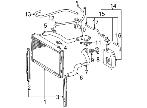 1995 Toyota Tacoma Radiator & Components By-Pass Hose Diagram for 16261-62050