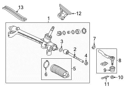 2020 Honda Fit Steering Column & Wheel, Steering Gear & Linkage End, Rack Diagram for 53010-T5R-003