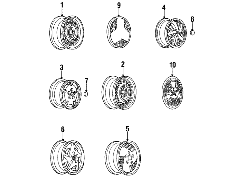 1989 Pontiac Sunbird Wheels Wheel Trim Cover Assembly Diagram for 10027126