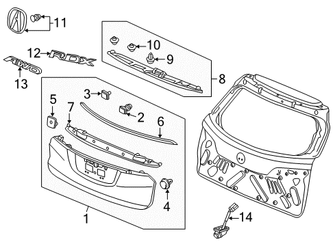 2016 Acura RDX Parking Aid Cover Assembly, Tailgate Garnish (Lower) Diagram for 74892-TX4-A01