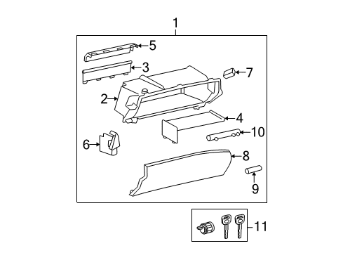 2007 Lexus IS350 Glove Box Plate, Glove Compartment, No.2 Diagram for 55513-53020