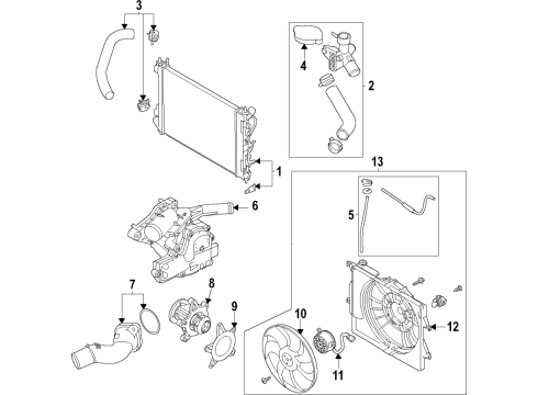 2020 Hyundai Venue Cooling System, Radiator, Water Pump, Cooling Fan Thermal Management Module Diagram for 25600-2M052