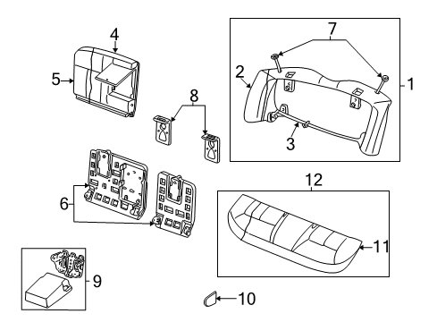 2004 Ford Taurus Rear Seat Components Seat Back Cover Diagram for 5F1Z-5466601-AAA