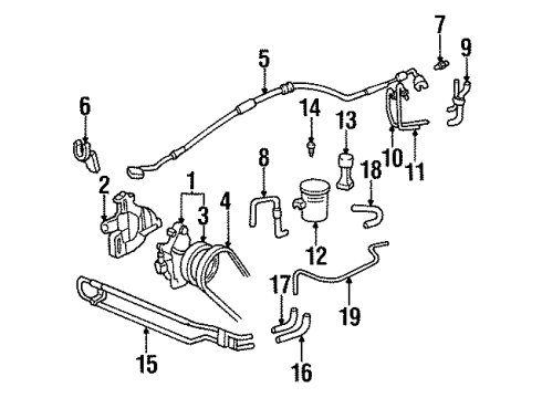 1994 Honda Civic P/S Pump & Hoses, Steering Gear & Linkage Hose, Oil Cooler Return Diagram for 53734-SR3-A50