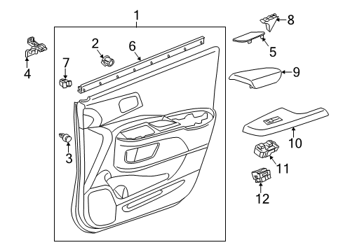 2012 Honda CR-V Front Door Switch Assembly, Remote Control Mirror Diagram for 35190-TR0-A01