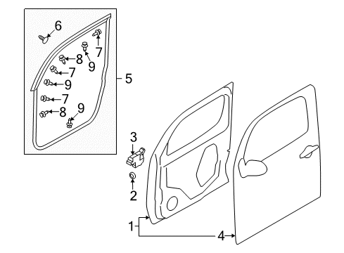 2010 Nissan Cube Front Door WEATHERSTRIP Front Door LH Diagram for 80831-1FA0C