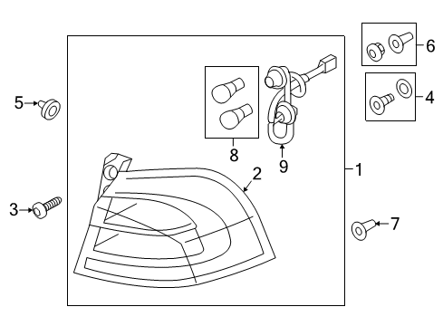 2015 Kia Rio Tail Lamps Lamp Assembly-Rear Combination Outside Diagram for 924021W270