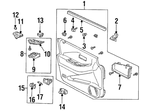 1998 Honda Odyssey Front Door Light Assy., Courtesy *NH293L*(Daiichi) (SEAGULL GRAY) Diagram for 34255-SM4-961YA