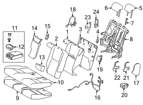 2020 Lexus NX300 Rear Seat Components Rear Seat Armrest Assembly Diagram for 72830-78071-D0
