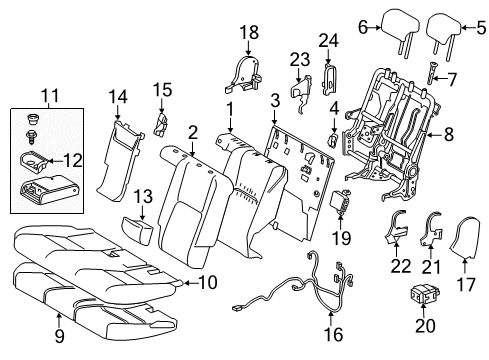 2019 Lexus NX300 Rear Seat Components Rear Seat Armrest Assembly Diagram for 72830-78070-A0