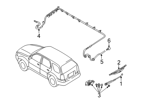 2002 Ford Escape Wiper & Washer Components Rear Hose Diagram for YL8Z-17408-BA