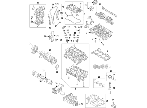 2021 Kia Sorento Engine Parts, Mounts, Cylinder Head & Valves, Camshaft & Timing, Variable Valve Timing, Oil Cooler, Oil Pan, Oil Pump, Balance Shafts, Crankshaft & Bearings, Pistons, Rings & Bearings Bracket Assy-Roll Ro Diagram for 21950R5200