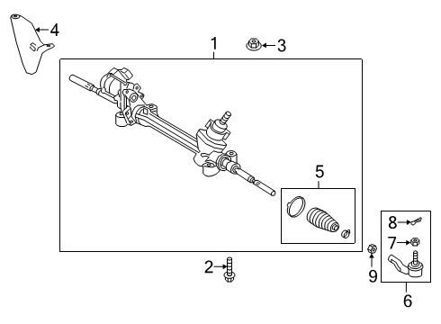 2021 Lexus ES350 Steering Column & Wheel, Steering Gear & Linkage Boot Set, Steering R Diagram for 45535-29025