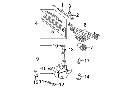 2000 Toyota Sienna Wiper & Washer Components Wiper Arm Diagram for 85221-08010