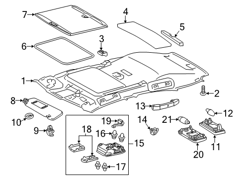 2011 Lexus CT200h Interior Trim - Roof Lamp Assy, Map Diagram for 81260-76200-B0