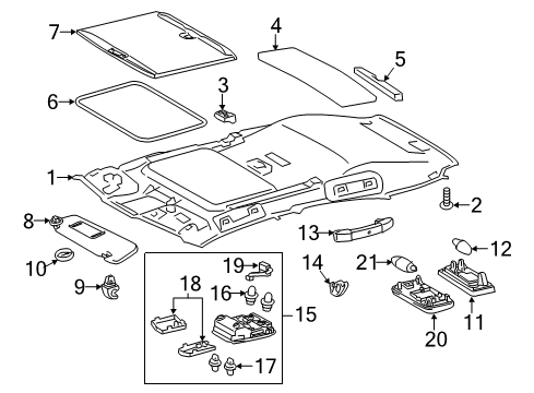 2017 Lexus CT200h Interior Trim - Roof Lamp Assy, Map Diagram for 81260-76190-A0