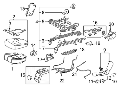 2021 Toyota Highlander Second Row Seats Cushion Cover Diagram for 71076-0E410-B3