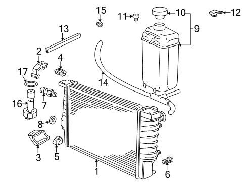 1995 BMW 740i Radiator & Components Vent Hose Diagram for 17111427156