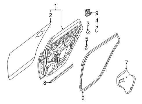 2020 Nissan Sentra Door & Components Seal-Rear Door Partition, LH Diagram for 82839-6LE0A