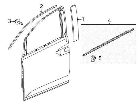 2011 Honda Odyssey Exterior Trim - Front Door Body Side Molding (Alabaster Silver Metallic-exterior) (ALABASTER SILVER METALLIC) Diagram for 08P05-TK8-120
