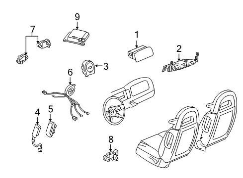 2004 Chevrolet SSR Air Bag Components Coil Asm, Inflator Restraint Steering Wheel Module Diagram for 88965533