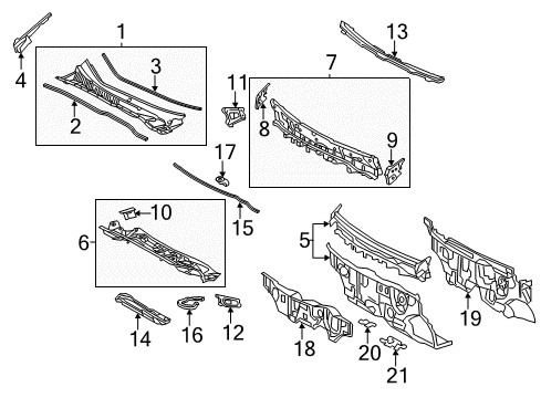 2015 Toyota Sienna Cowl Dash Panel Diagram for 55101-08040