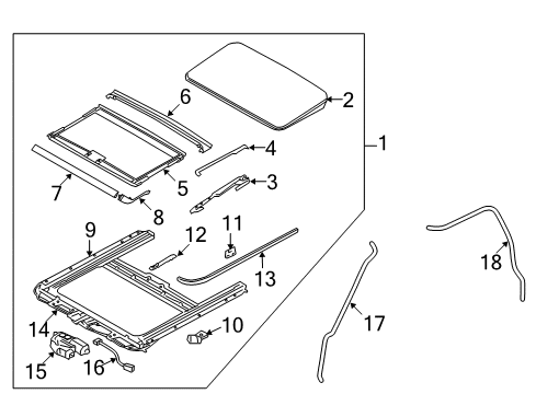 2010 Kia Soul Sunroof Sunroof Glass Panel Assembly Diagram for 816102K000