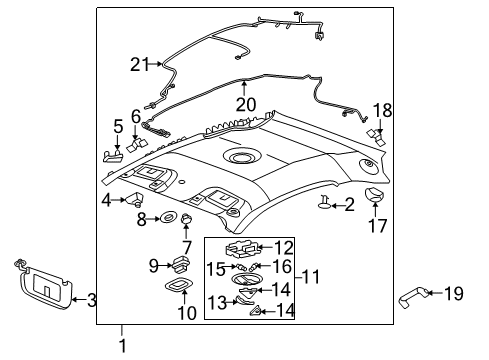 2007 Pontiac G5 Sunroof Lamp Asm-Dome *Light Opel Gray Diagram for 22736098