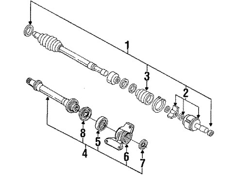 1989 Honda Prelude Axle Components - Front Shaft, Half Diagram for 44510-SF1-000