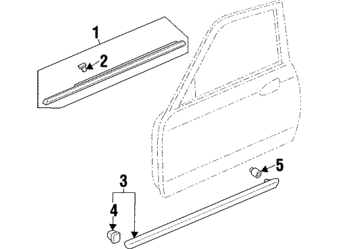 1998 Acura CL Exterior Trim - Door Protector, Left Front Door (Cardiff Blue-Green Pearl) Diagram for 75322-SY8-A02ZG