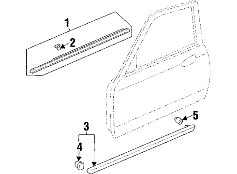 1997 Acura CL Exterior Trim - Door Protector, Left Front Door (Cyclone Blue Metallic) Diagram for 75322-SY8-A01ZA