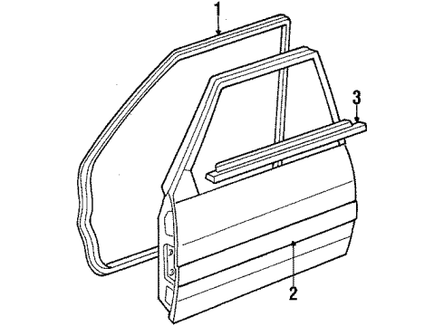 1987 Toyota Corolla Door & Components, Exterior Trim Weatherstrip, Front Door, RH Diagram for 67861-12581