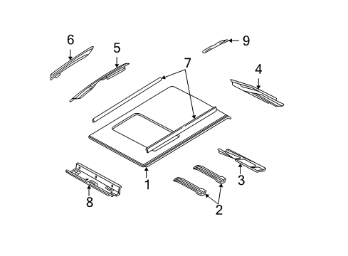 2003 Ford Focus Roof & Components Drip Molding Diagram for 3S4Z-5450462-AA