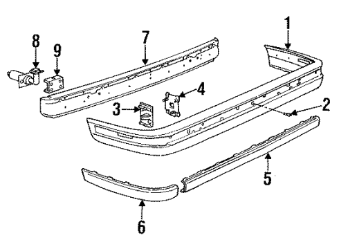 1990 BMW 325i Rear Bumper Bracket Rear Left Diagram for 51128106569