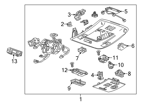 2020 GMC Yukon Sunroof Lamp Switch Diagram for 84435083