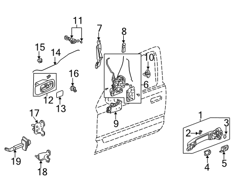 2006 Honda CR-V Back Door Handle Assembly, Left Front Door (Outer) Diagram for 72180-S9A-003