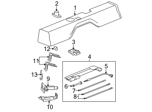 2007 GMC Sierra 3500 HD Jack & Components Cover Nut Diagram for 22788371