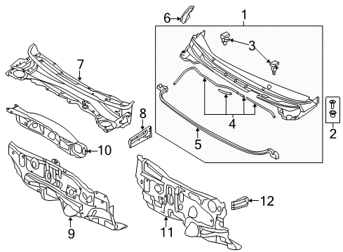 2012 Hyundai Elantra Cowl Panel Complete-Dash Diagram for 64300-3X500