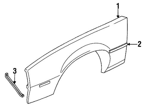 1990 Chevrolet Camaro Fender & Components Molding Asm-Front Fender Center Rear *Black Diagram for 20682918